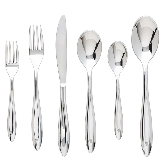 Ginkgo Fontur Platinum Stainless Steel Flatware Set Service for 8